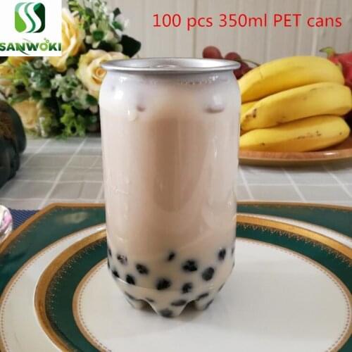 200PCS 350ML PET cans Juice Cups for cans sealer machine drink bottles pearl milk tea pakaging cup tipple cans for milk tea shop