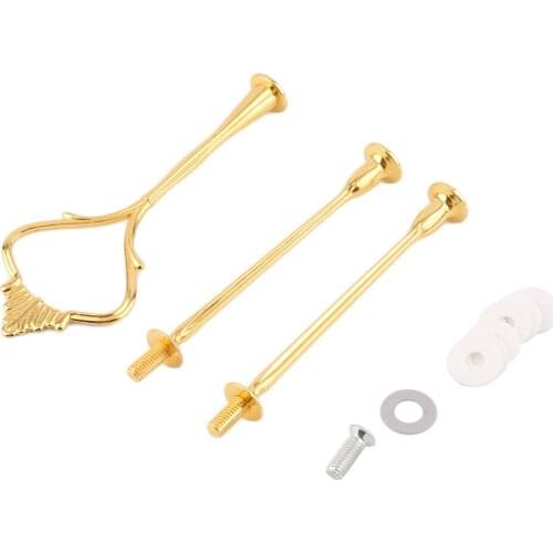3 Tier Hardware Crown Cake Plate Stand Handle Fitting Wedding Party Golden Plated Decorating Stand Platform Cupcake Stand
