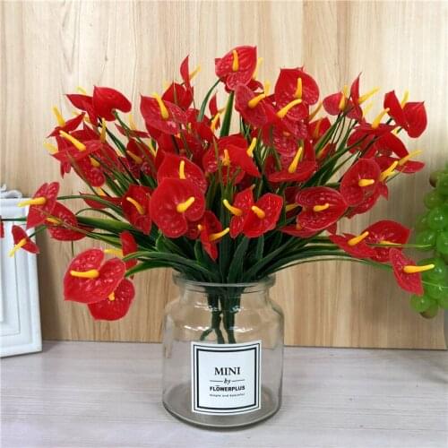 30heads red flower bouquet diy christmas Garlands vases for home wedding decoration accessories cheap artificial plastic flowers