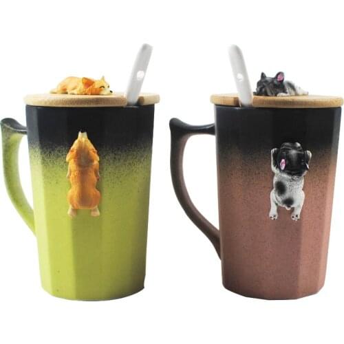 360ML European Matte Pattern Ceramic Corgi french bulldog Mug breakfast milk cup Creative Shop Decor Organizer Gift For Home