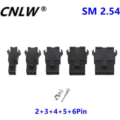 50 Sets/lot (2+3+4+5+6Pin) 2.54mm SM2.54 series Multipole Adapter Connector plug With male and female pins