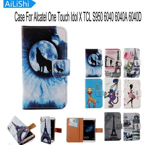 AiLiShi Luxury Cartoon Flip Cover Skin Pouch PU Leather Case Phone Case For Alcatel One Touch Idol X TCL S950 6040 6040A 6040D