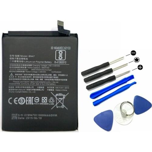 New 4000mAh BN47 Battery + Repair Tools Replacement For Xiaomi Redmi 6 Pro / Mi A2 Lite Genuine Phone Battery +Tracking Code