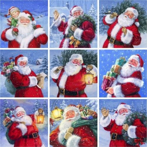 HUACAN 5D DIY Diamond Painting Santa Claus Mosaic Pictures Full Square Diamond Embroidery Christmas Home Decor Craft Kit