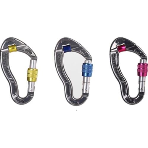 Climbing Anti-skid Rope Main Lock Fish Shape Carabiner Clip 25 KN Locking Hook with Pulley Fine