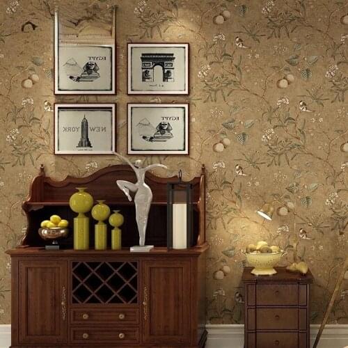 American Flower and Bird Apple Tree Non-Woven Bedroom Living Room AB Bedroom Study Wallpaper Country Retro Nostalgic Wallpaper