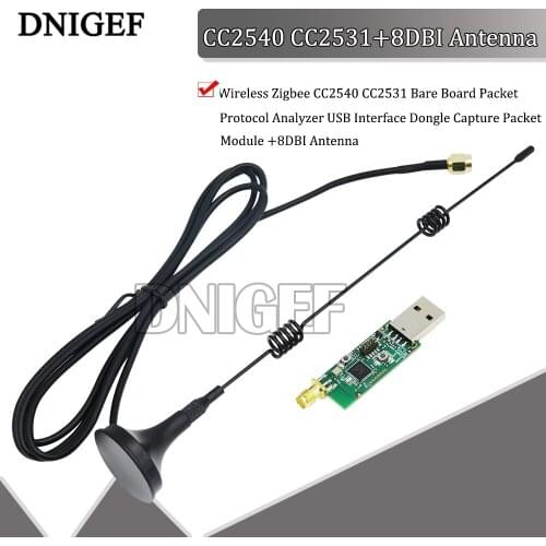Wireless Zigbee CC2540 CC2531 Bare Board Packet Protocol Analyzer USB Interface Dongle Capture Packet Module +8DBI Antenna