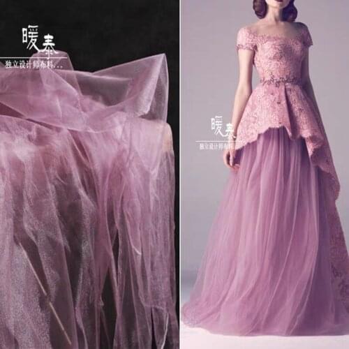 Lustre Mesh Tulle Fabric Light Purple DIY Patchwork Bridal Veil Party Decor Fluffy Skirt Gown Wedding Dress Designer Fabric