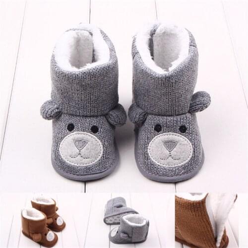 Newborn Cute Cartoon Bear Shoes Girls Boys First Walkers Super Keep Warm Snowfield Booties Boot Baby Winter Boots Infant Toddler