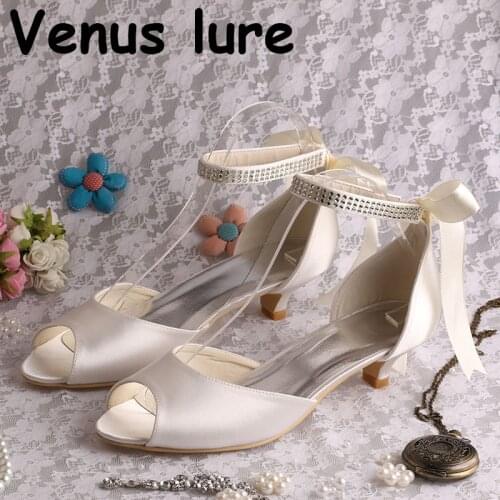 Brand Name Comfort Shoes for Women Size 3 Heel Ivory Satin Wedding Ankle Strap Sandals