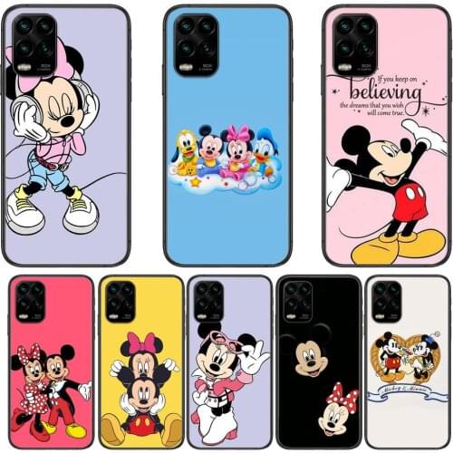 Disney Cartoon Mouse Minnie and Mickey cartoon Phone Case For XiaoMi Redmi Note 10 9S 8 7 6 5 A Pro T Y1 Anime Black Cover Silic