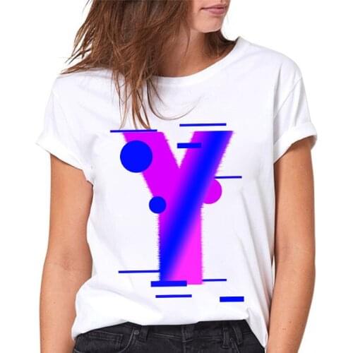 T shirt Ladies Casual Alphabet Y Print Fashion women Tee Top White T-shirt for ladies 90s Female Tshirt Summer Tshirt femme