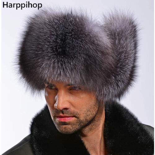 Hot high-end luxury fur hat Mens fox fur hat Lei Feng cap ear cap fur necessary hat