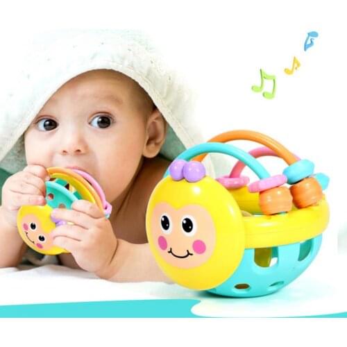 Hot Baby Rattle Toys Soft Rubber Cartoon Bee Hand Knocking Hand Bell Dumbbell Baby Early Educational Toy For Kids Preschool Tool