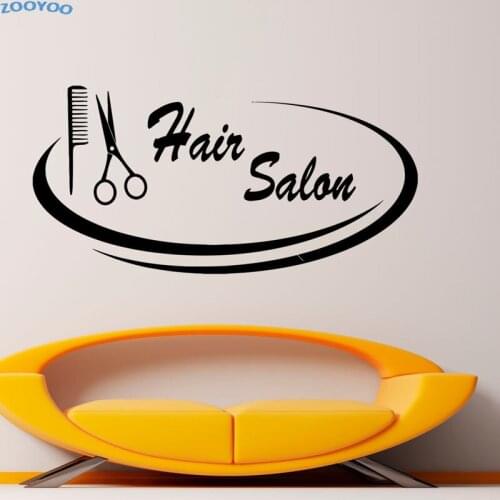 ZOOYOO Hair Salon Tools Wall Sticker Hair Cutting Wall Decal DIY Hairdressing For Barbershop Removable Window Decoration