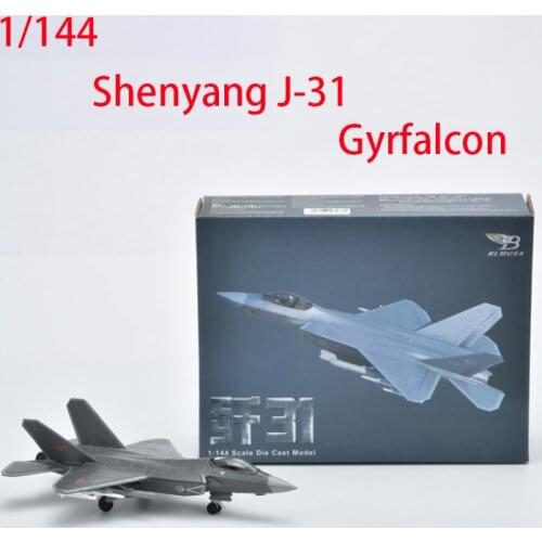 Diecast Airplane Model 1/144 Shenyang J-31 Gyrfalcon Stealth Fighter FC-31 Military Alloy Plane Adult Collection Static