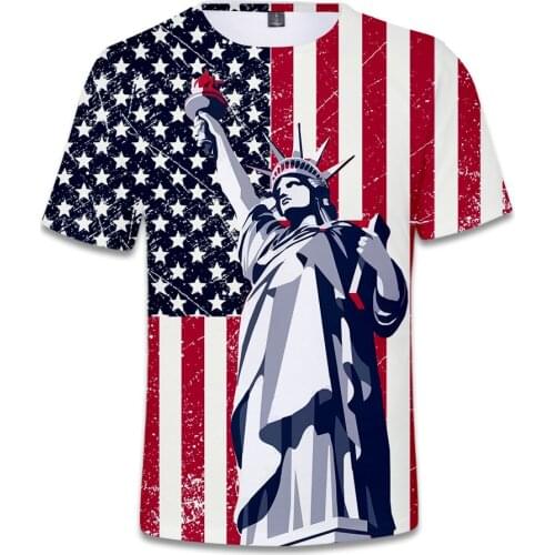 Fashion Design USA Flag Statue Of Liberty Printed Summer 3d T Shirts Casual Men Women T-shirt Short Sleeve 3D T-shirts Tee Shirt