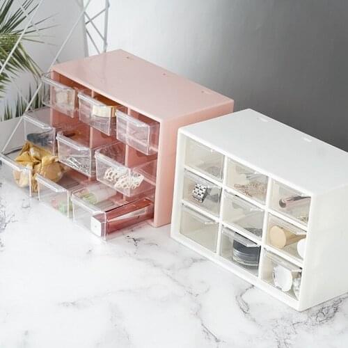 Multi-grid Storage Boxes Transparent Plastic Drawer Organizer Girls Jewelry storage Box Desktop Cosmetic Boxes Bedroom Decor New