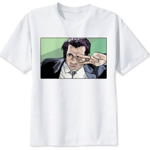 Pulp fiction mens T-shirt Fashion Men Novelty Printed Short Sleeve Summer male Casual Tees