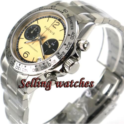 39mm parnis orange Black sandwich Dial solid full Chronograph Date Top Brand Quartz movement mens Watch New Arrival