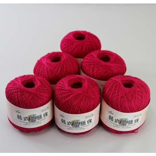 New Soft 6ballsx50g Hand Cotton Lace Wool Yarn Crochet Shawl Scarf Knitting 16117 Rose Red