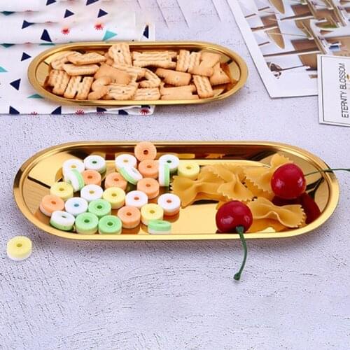 Stainless Steel Dessert Tray Metal Tray Fruit Sancks Jewelry Display Plate Organizer Plate Kitchen Accessories
