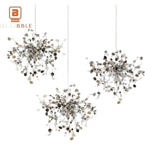 BLUBBLE Stainless Steel Leaf Pendant Light AC 90-260V G9 Originality Hanglamp Northern Europe Bedroom Living Room Pendant Lamp