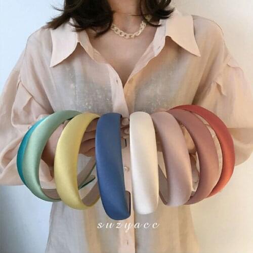 Korea Dongdaemun gentle temperament ins sponge headband female French retro solid color hairband simple silk hair accessories