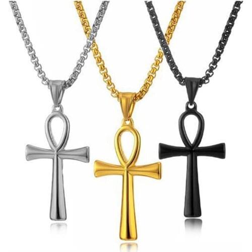 Simple Anka Cross Chain Necklace For Women Men Luxury Ladies Jewelry Pendant Necklaces Crucifix Christian Ornament Friends Gifts