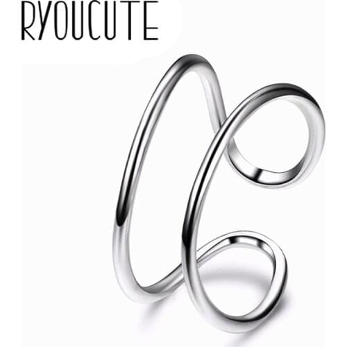Simple Silver Color Lines Rings for Women Wedding Vintage Rings Valentines Gifts bague