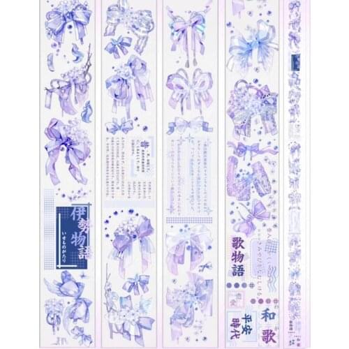 Lovely Purple Flower Clear PET Tape for Card Making Bullet Journal DIY Scrapbooking Label Sticker