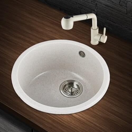Direct selling quartz stone round sink oat color household bar hand washing basin balcony single sink sink