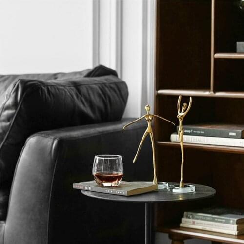 Luxtry Variety Of Dances Crystal Ornaments Home Desk Abstract Dancing Brass Figures Gifts Figurines Crafts Decor Accessories