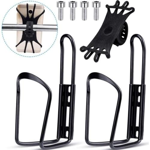 Bicycle Bottle Rack Aluminum Alloy Kettle Holder silica gel Navigation Frame Mobile Phone Bracket Bike Water Bottle Holder Set