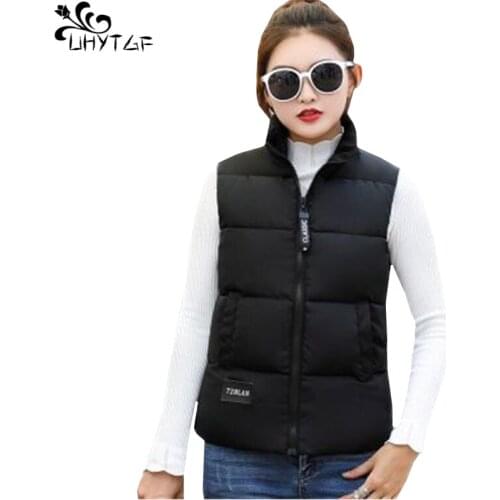 UHYTGF Women Winter Down Cotton Vest Women 2018 Autumn Plus size Cotton Vest Short Warm Coats Student Sleeveless Vest Female 428
