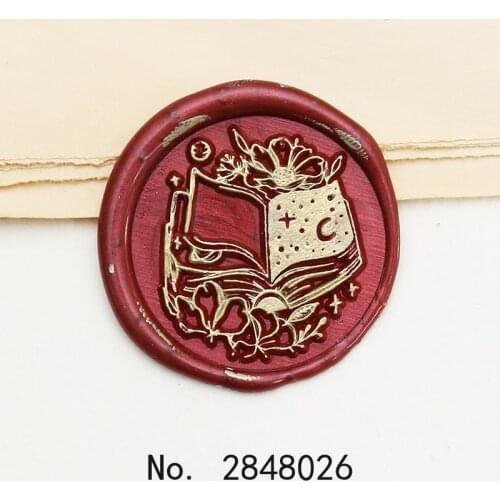 Magic book and flowers Wax seal stamp,Party Wax Seal Stamp Kit invitation seals,gift envelop packing seal,Seal Stamp,Book stamp