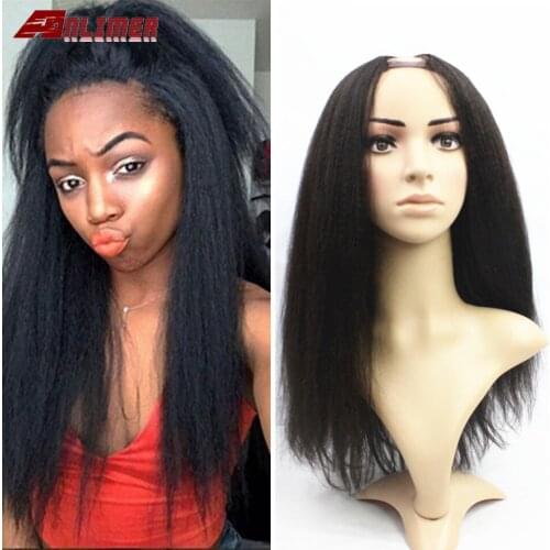 Top Quality Yaki Straight U Part Wig Human Hair Wigs Brazilian Remy Hair 150 Density Italian Yaki Middle Part Wigs Full End