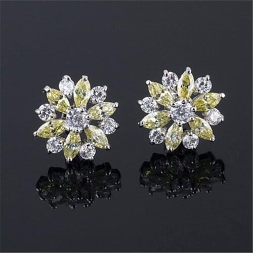 RONGQING Fashion Snowflake Zircon Stud Earrings Geometric Snowflake for Women High Quality 4 Colors Available