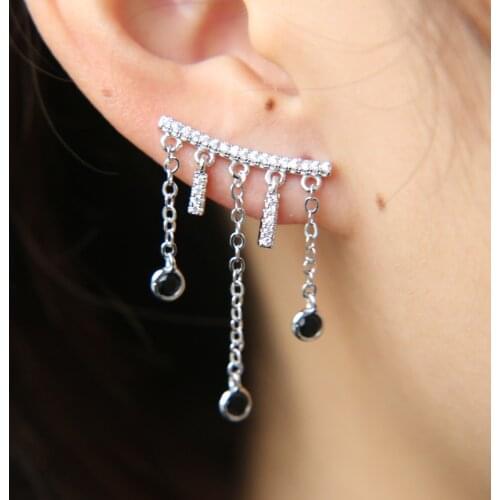 Factory directly price High quality AAA+ cubic zirconia cz bar charm chain delicate stunning fashion women cz earring climber