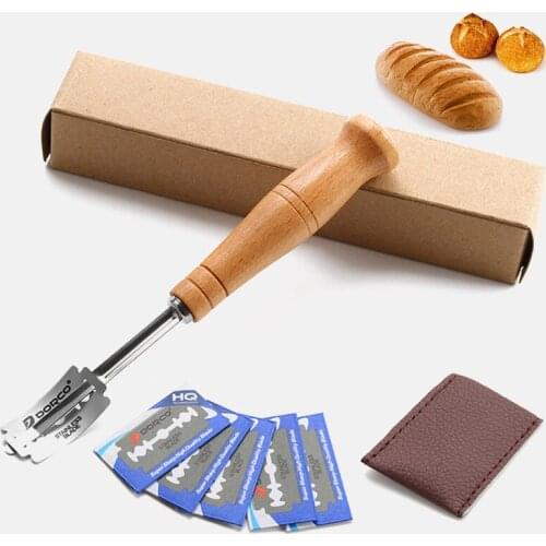 1 Set Bread Cutter French Toas Cutters Wooden Handle Baking Accessories Western-style Arc Curved Toast Knife Kitchen Gadgets