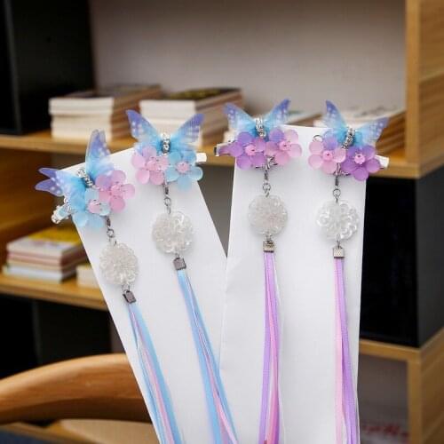 1Pc Retro Chinese Style Hanfu Headdress Antique Hair Accessories Ancient Ornaments Tassel Butterfly Girl Super Fairy HairpinClip