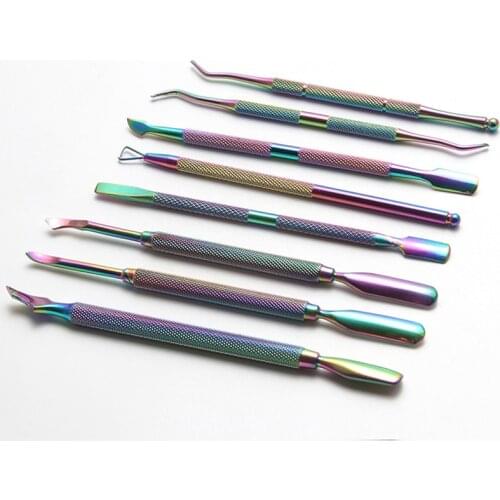 1PCS Stainless Steel Dead Skin Remover Nail Cuticle Pusher Scissors UV Gel Polish Remove Manicure Care Groove Clean Tools