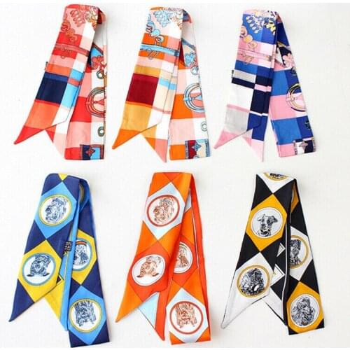 100% Twill Silk Scarf Women Fashion Long Ribbon Kerchief Head Neck Hairband Headscarf Bandana 90*5cm