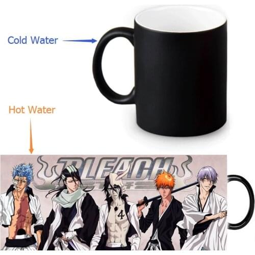 12oz Bleach Heat Changing Color Ceramic Tea Cup Heat Sensitive Coffee Mug Transforming Black Magic Mug