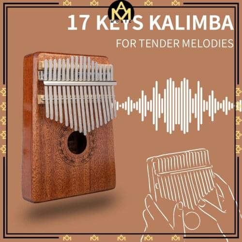 17 Keys Thumb Piano Made Of Single Board High-Quality Sapele Wood Body Kalimba Songs K04-S