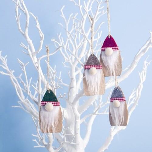 2020 Navidad New Christmas Decoration Wooden Felt Santa Claus Pendant Creative Christmas Tree Ornament adornos de navidad Xmas