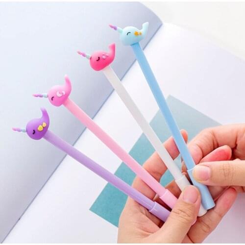 4pcs Cartoon Unicorn Whale Gel Pen 0.5mm Ballpoint Black Ink Pens Kawaii Girl Kids Gift Stationery Office School Supplies H6490