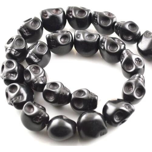 5pcs Howlite Black Skull Beads For Men Bracelet and Jewelry Making Materials