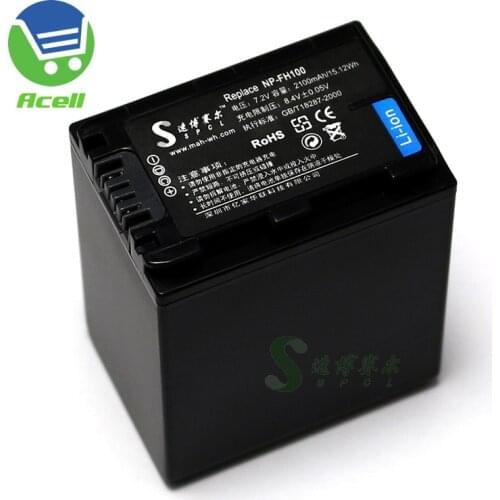 NP-FH100 Battery for SONY HDR-SR12E XR100E UX10E DCR-SR200E HC48E Camcorder Compatible NP-FH70 NP-FH60 NP-FH50 NP-FH40 NP-FH30