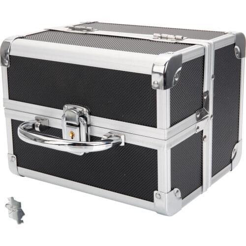 Aluminum makeup storage bag case with Mirror and Key Black Portable